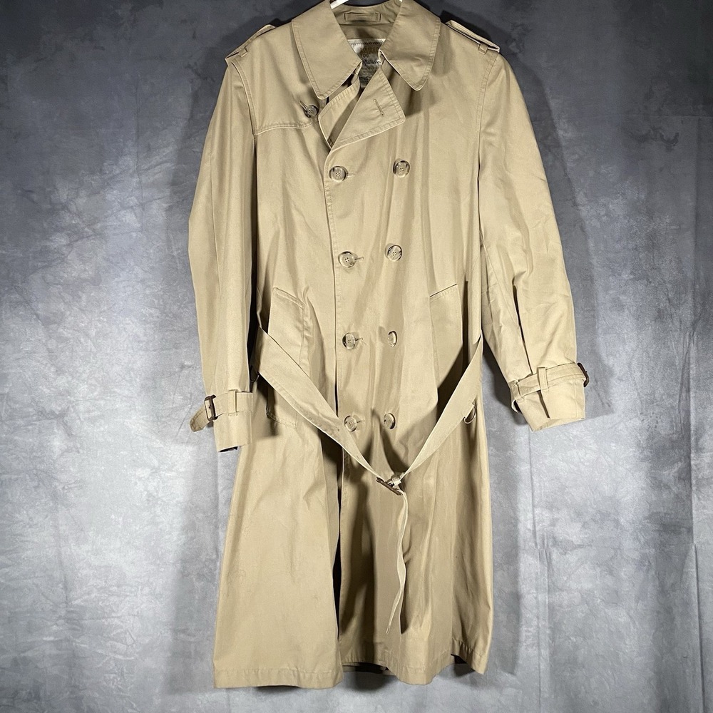 Vintage London Fog Maincoats Trench Coat Rain Mens 36R Quiet Luxury Neutral